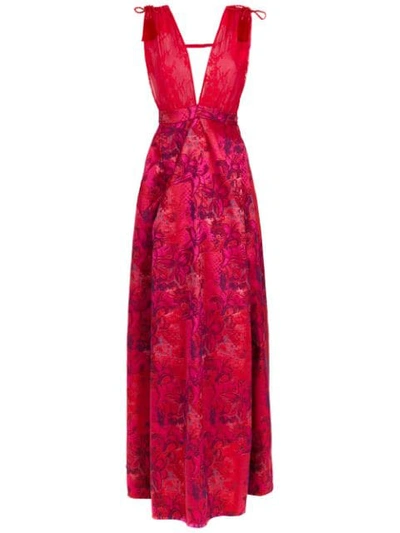 Shop À La Garçonne Floral Lace Gown In Pink