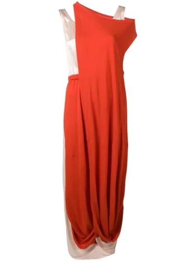 Shop Marni Draped Midi Dress In Red