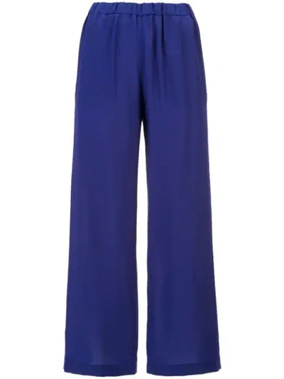 Shop Aspesi Elastic Waist Straight Trousers In Blue