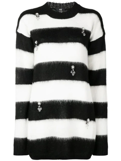 Shop Cavalli Class Striped Embellished Jumper In Black