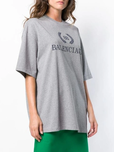 Shop Balenciaga Bb  Print T-shirt In Grey