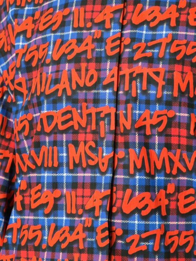 Shop Msgm Graffiti-print Plaid Shirt - Red