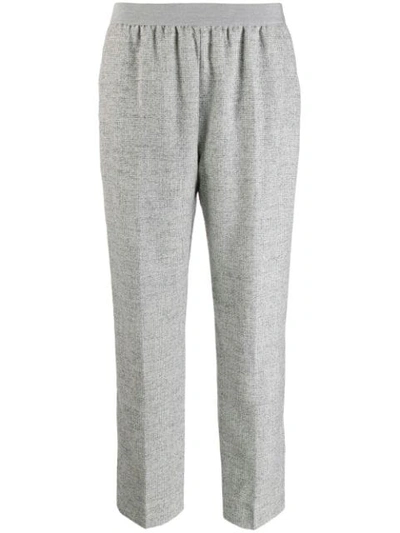 Shop Agnona Mottled Check Trousers In Grey