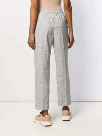 Shop Agnona Mottled Check Trousers In Grey
