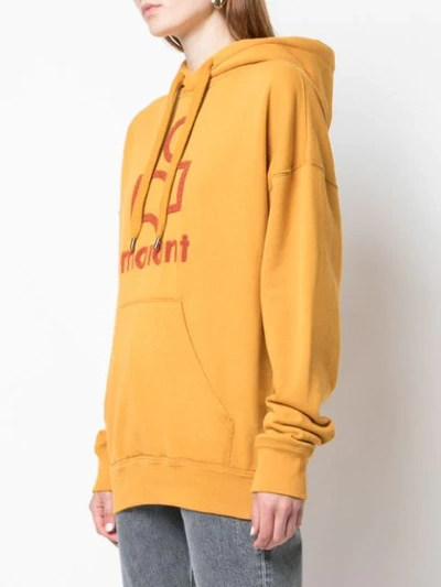 Shop Isabel Marant Étoile Fleece Logo Hoodie In Yellow