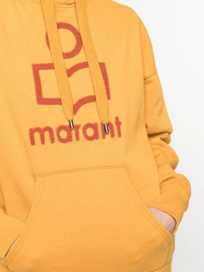 Shop Isabel Marant Étoile Fleece Logo Hoodie In Yellow