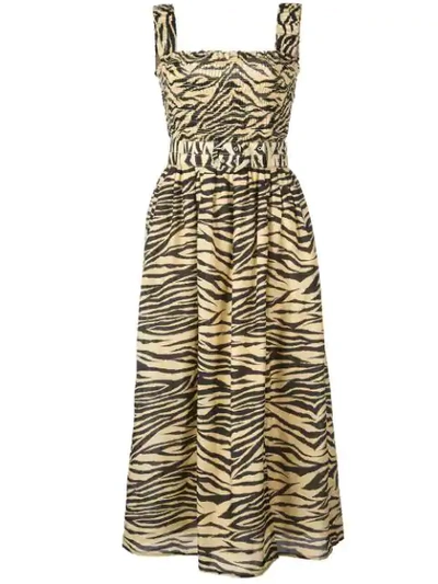 Shop Nicholas Zebra Print Dress In Brown