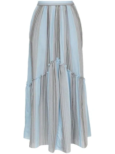Shop Three Graces Lelia Marari Stripe Skirt In Blue