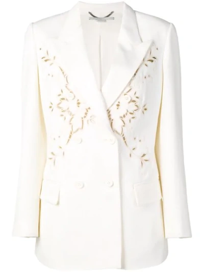 STELLA MCCARTNEY FLORAL EMBROIDERED BLAZER - 白色