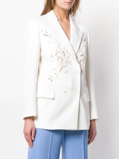 Shop Stella Mccartney Floral Embroidered Blazer In White