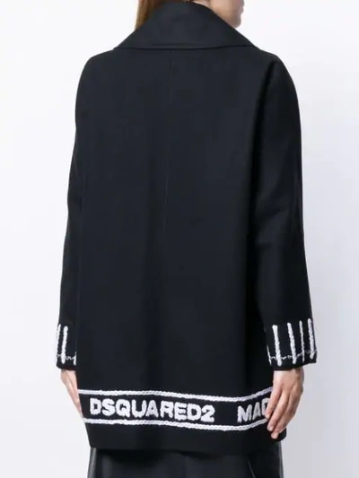 Shop Dsquared2 Logo-tape Single-breasted Coat In Black