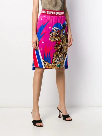 Shop Dolce & Gabbana Super Queen Print Skirt In Pink