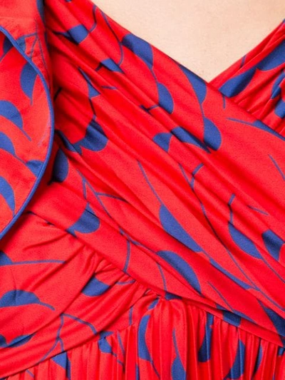Shop Self-portrait Asymmetric Printed Pleated Dress - Red