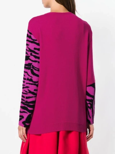 Shop Valentino Tiger Intarsia Sweatshirt In Pink