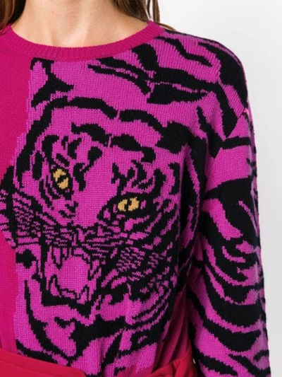 Shop Valentino Tiger Intarsia Sweatshirt In Pink