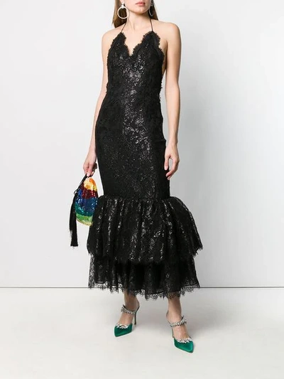 Shop Alessandra Rich Halterneck Fishtail Gown In 900 Black