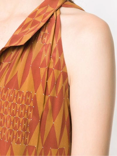 Shop Andrea Marques Silk Printed Blouse In Brown