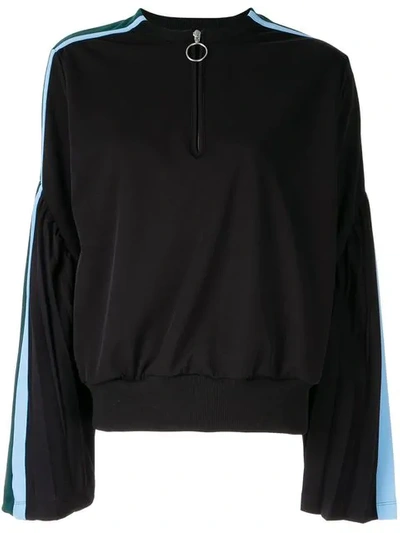 Shop Facetasm Flared Sleeved Henley Sweatshirt In Black