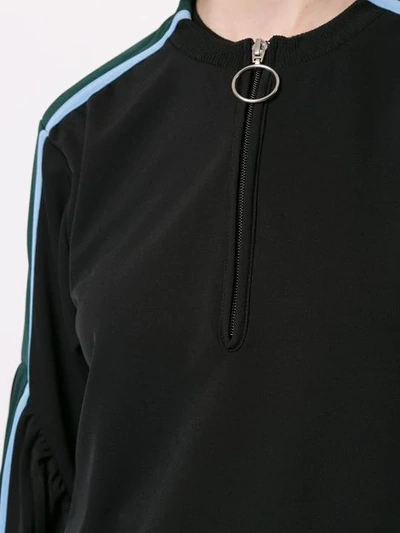 Shop Facetasm Flared Sleeved Henley Sweatshirt In Black