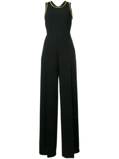 Shop Ralph Lauren Sharmin Gabardine Wide-leg Jumpsuit In Black