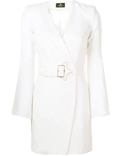 Shop Elisabetta Franchi Star Belt Blazer Dress In White