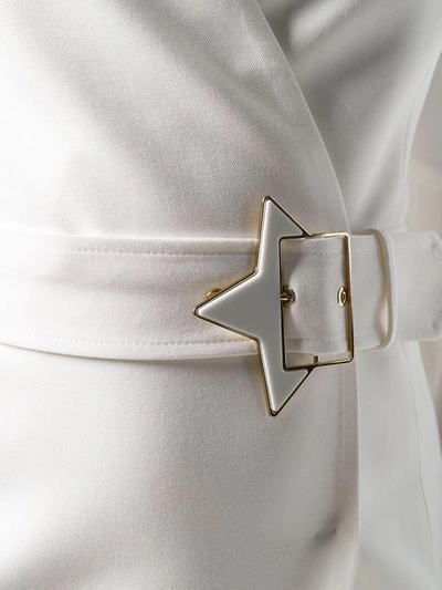 Shop Elisabetta Franchi Star Belt Blazer Dress In White
