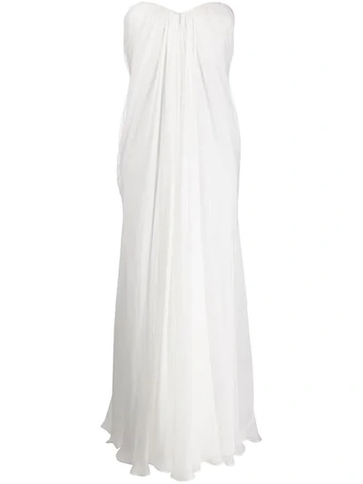 Shop Alexander Mcqueen Strapless Evening Dress - White
