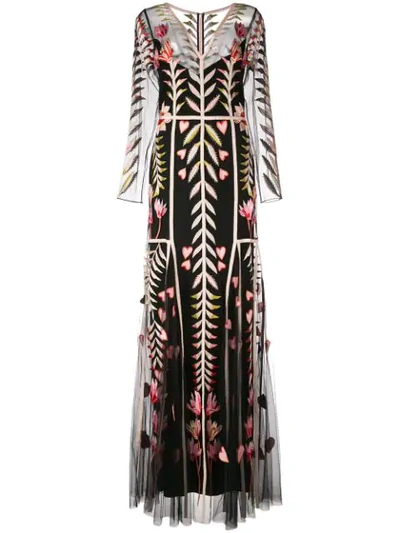 Shop Temperley London Rosy V-neck Dress In Black ,multicolour