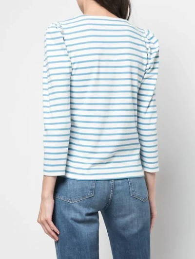 Shop Veronica Beard Striped T-shirt In White ,blue