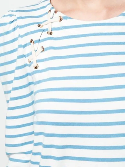 Shop Veronica Beard Striped T-shirt In White ,blue