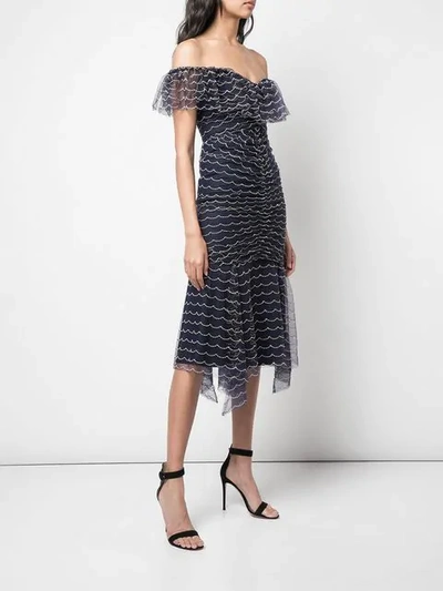 Shop Alice Mccall Midi Cocktail Dress With Tulle Frills - Blue