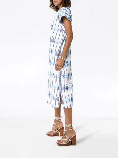Pippa Holt Embroidered Kaftan Midi-dress In Blue