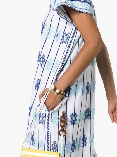 Pippa Holt Embroidered Kaftan Midi-dress In Blue