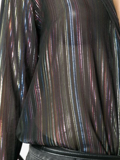 Shop Saint Laurent Sheer Striped Long In Black