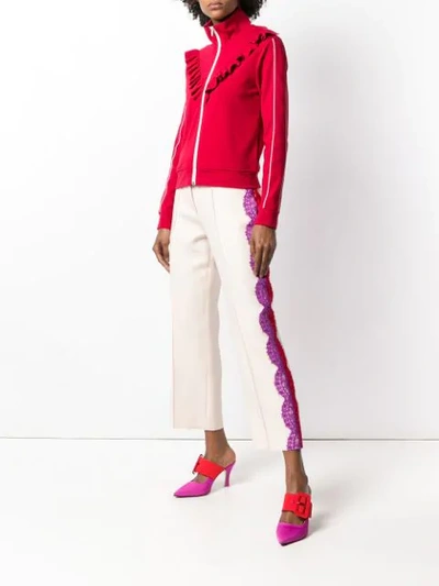 Shop Emilio Pucci Lace Appliqué Cropped Trousers In Neutrals