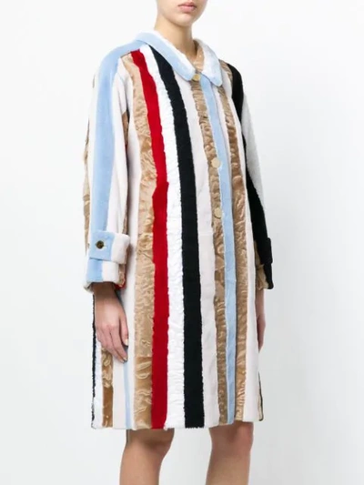 Shop Thom Browne Raglan Sleeve Fur Overcoat In Multicolour