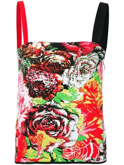 Shop Versace Floral Jacquard Tank Top In A7000 Multicolor
