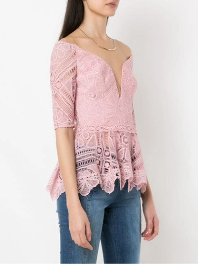 Shop Martha Medeiros Tai Lace Top In Pink