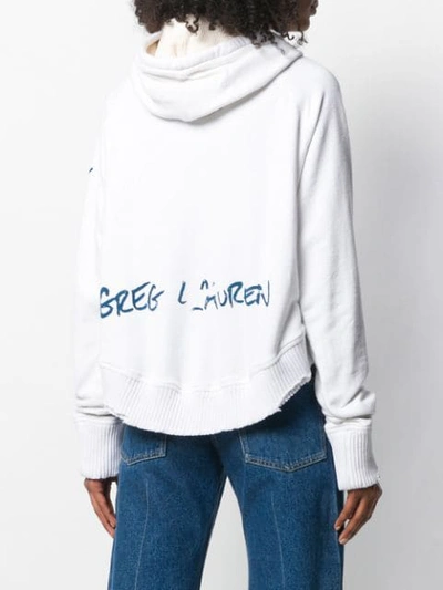 Shop Greg Lauren Cropped Hoodie - White