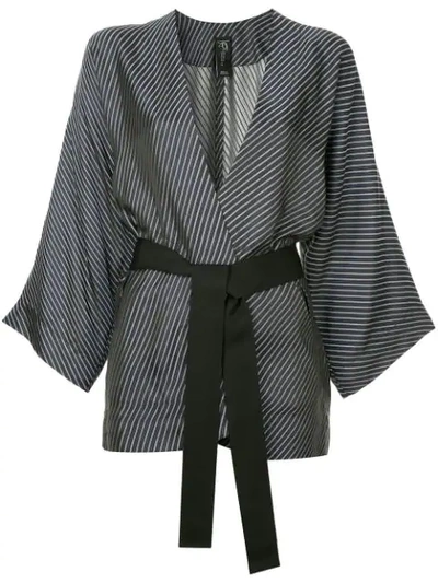 Shop Zero + Maria Cornejo Diagonal Stripe Kimono Blazer In Ink/silver