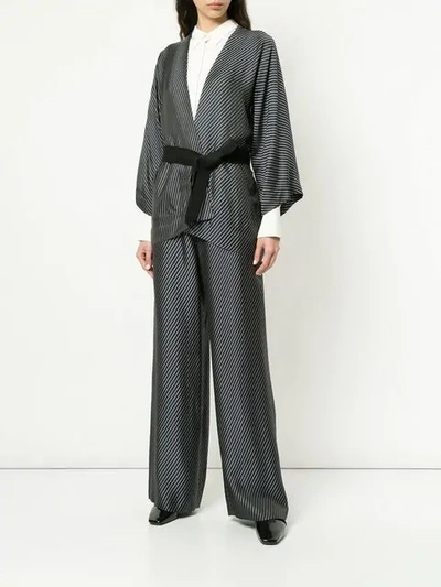 Shop Zero + Maria Cornejo Diagonal Stripe Kimono Blazer In Ink/silver