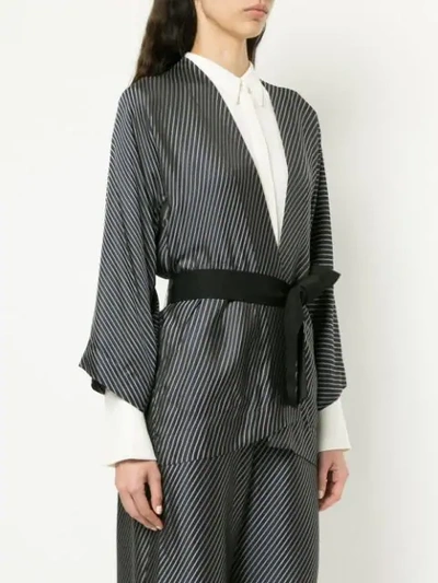 Shop Zero + Maria Cornejo Diagonal Stripe Kimono Blazer In Ink/silver