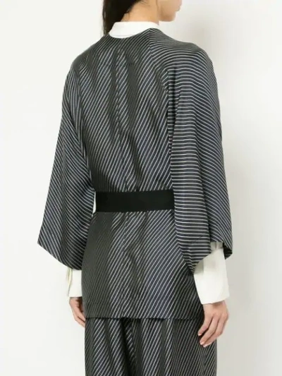 Shop Zero + Maria Cornejo Diagonal Stripe Kimono Blazer In Ink/silver