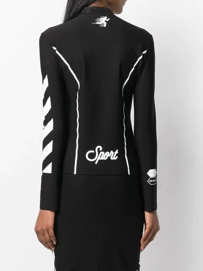 Shop Off-white Long Sleeve Graphic Print Top In Black