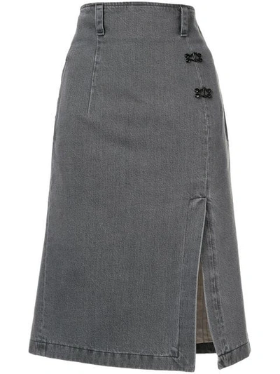 Shop Olivier Theyskens Denim Pencil Skirt In Grey