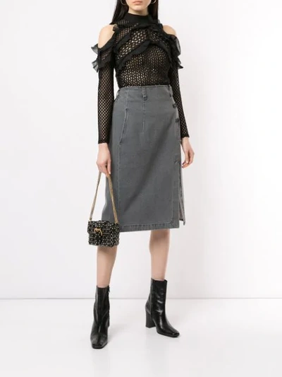 Shop Olivier Theyskens Denim Pencil Skirt In Grey