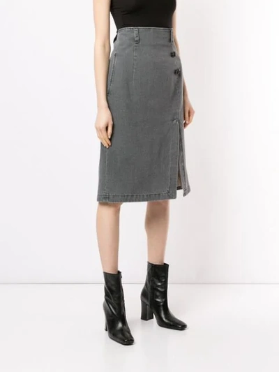 Shop Olivier Theyskens Denim Pencil Skirt In Grey