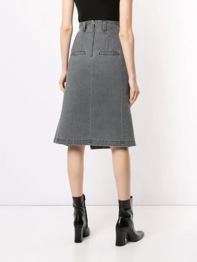 Shop Olivier Theyskens Denim Pencil Skirt In Grey