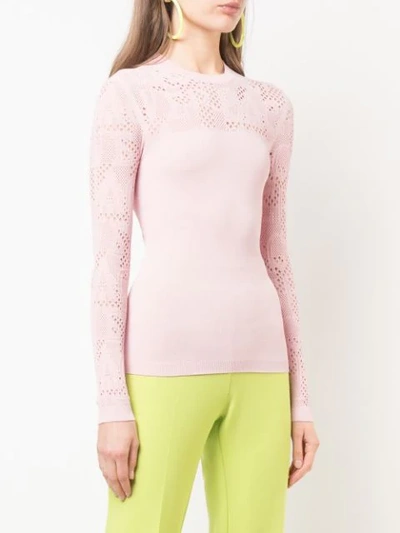 Shop Versace Logo Lace Insert Top In Pink