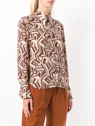 Shop Chloé Geometric Print Shirt In Brown